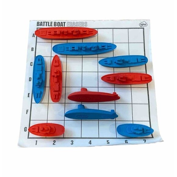 Battle Boat Erasers Game Set by NPW Battleships Naval Ships Preowned - Picture 1 of 7